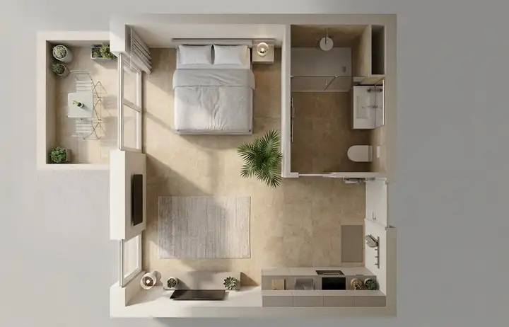 Plan du studio T1