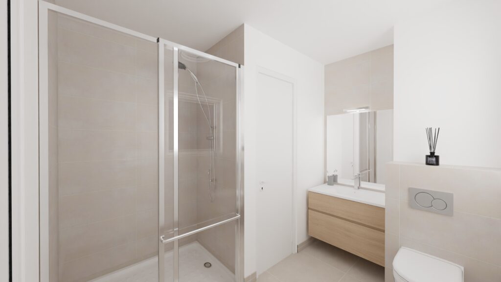 Salle de bains d'un appartement T2 neuf à Porticcio — Résidence du Fort