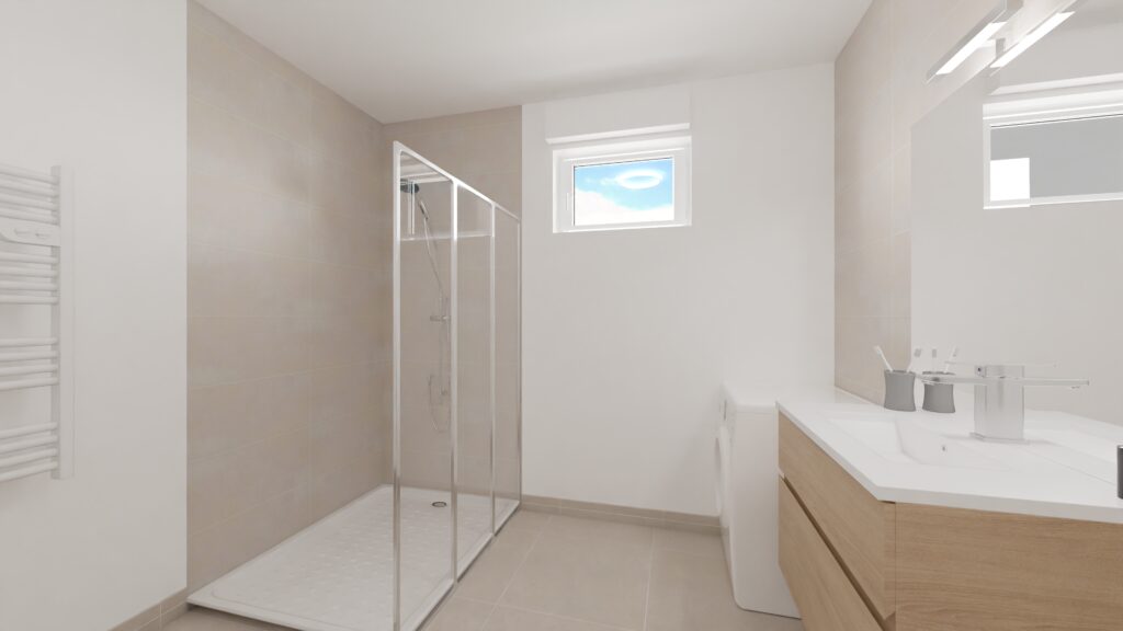 Salle de bains d'un appartement T3 neuf à Porticcio — Résidence du Fort