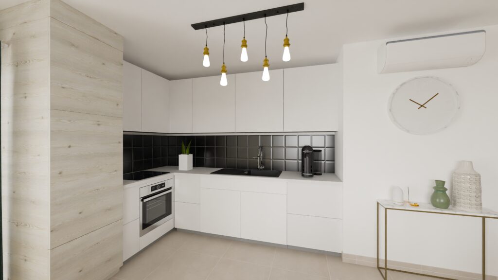 Cuisine équipée d'un appartement T3 neuf à Porticcio — Résidence du Fort