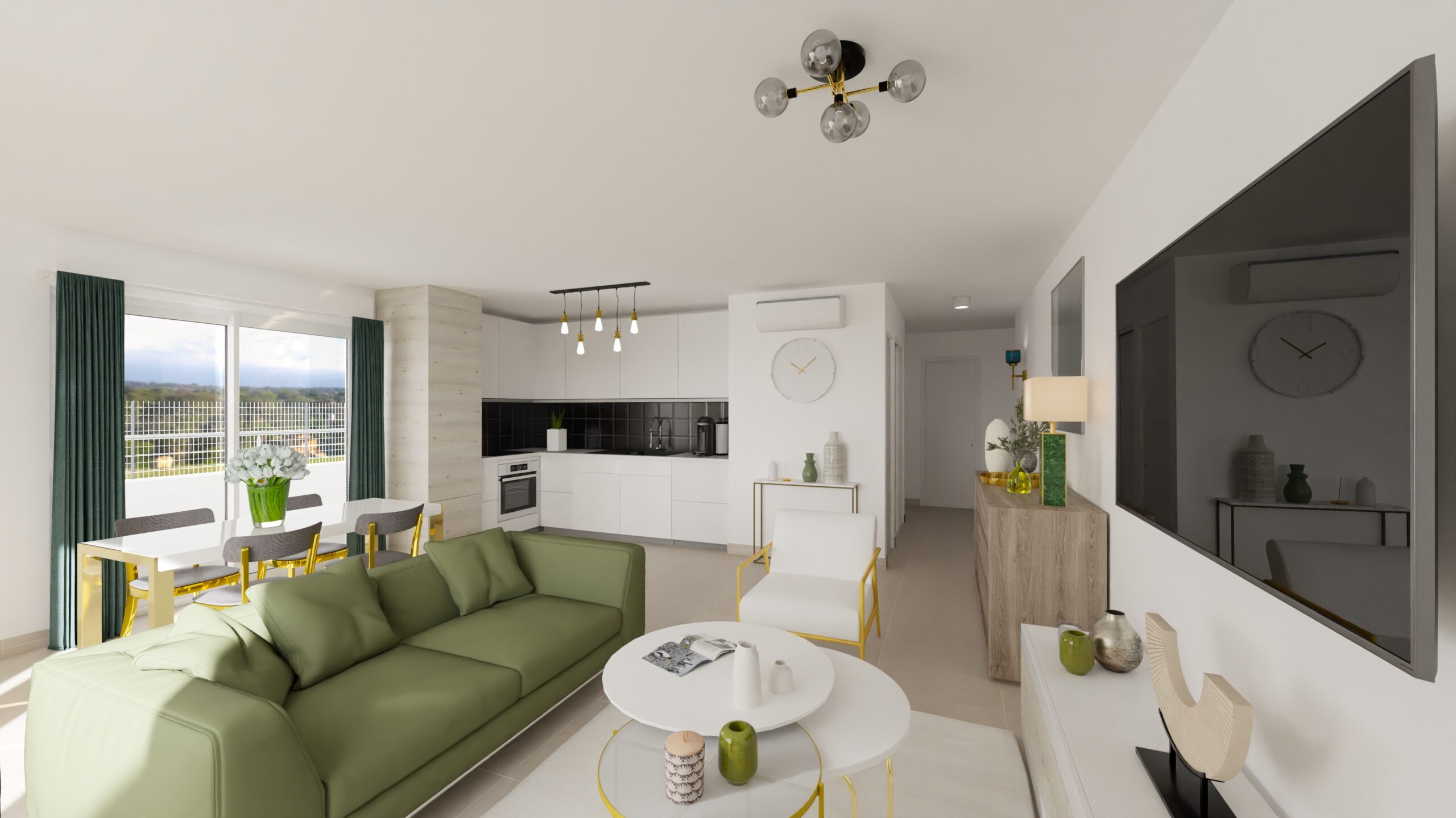 Séjour d'un appartement T3 neuf à Porticcio — Résidence du Fort