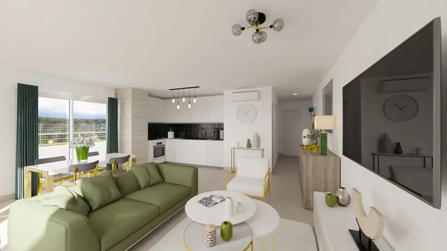 Séjour d'un appartement T3 neuf à Porticcio — Résidence du Fort