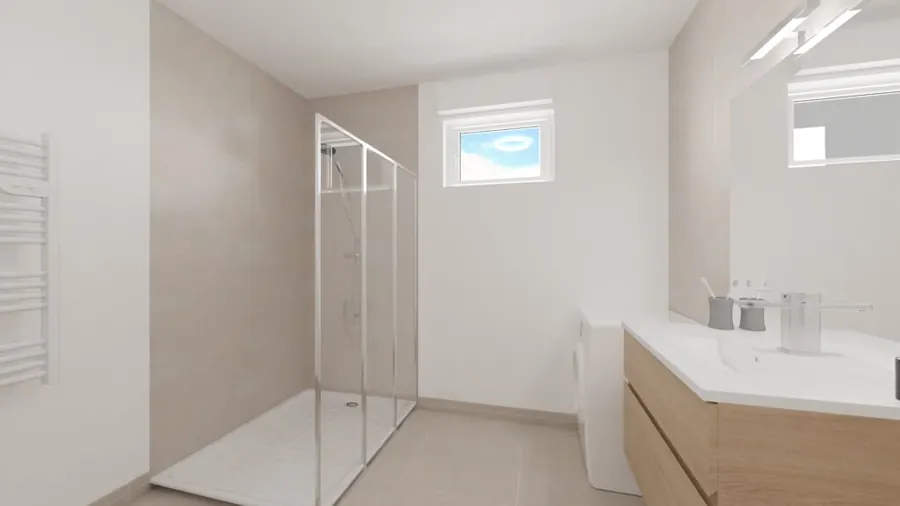 Salle de bains d'un appartement T3 neuf à Porticcio — Résidence du Fort